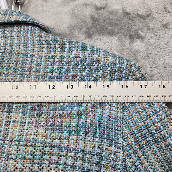 Vintage Jaclyn Smith Jacket Womens 12 Blue Tan Brown Tweed Blazer Pockets Preppy - Picture 10 of 12
